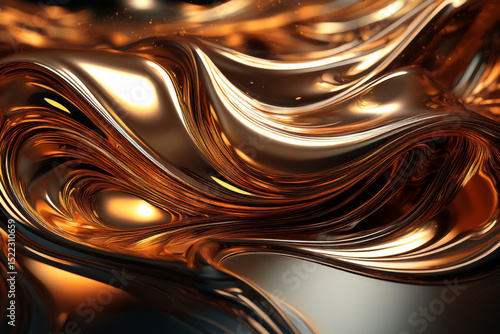 Liquid Bronze Wave on Dark Surface: Elegant Texture