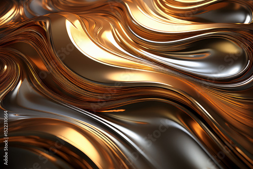 Golden Lava Flow: Premium Metallic Digital Art