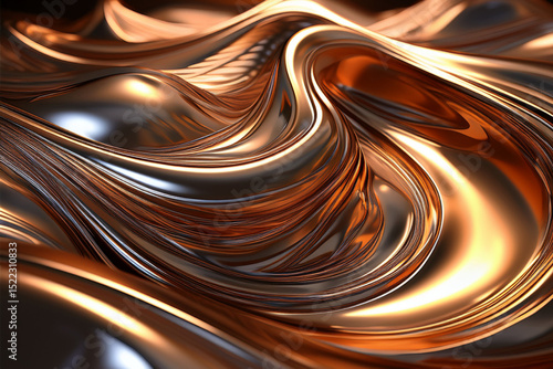 Liquid Bronze Wave on Dark Surface: Elegant Texture