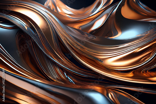 Liquid Bronze Wave on Dark Surface: Elegant Texture