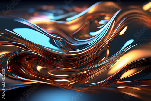 Liquid Steel and Copper Streams: 3D Render Background