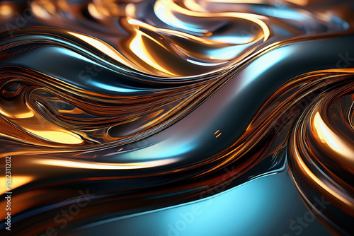Elegant Metallic Swirls: Abstract Digital Art Wallpaper