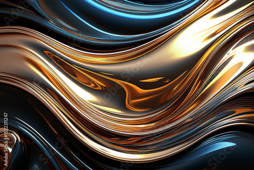 Liquid Steel and Copper Streams: 3D Render Background