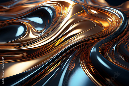Flowing Chrome and Bronze: Abstract Metallic Texture