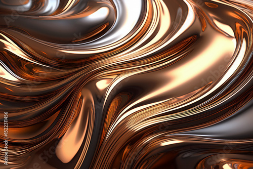 Elegant Metallic Swirls: Abstract Digital Art Wallpaper