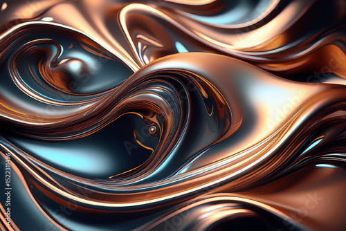 Elegant Metallic Swirls: Abstract Digital Art Wallpaper