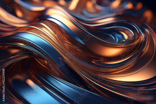 Elegant Metallic Swirls: Abstract Digital Art Wallpaper
