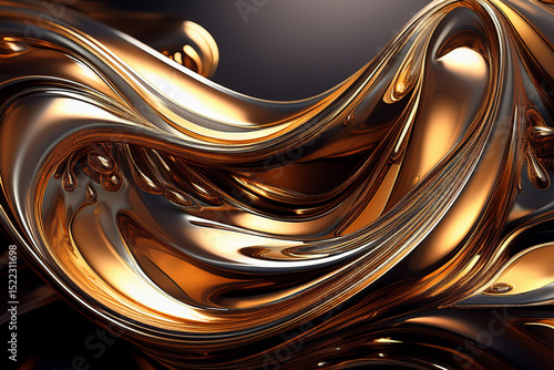 Luxury Liquid Metal: Blue and Gold Abstract Background