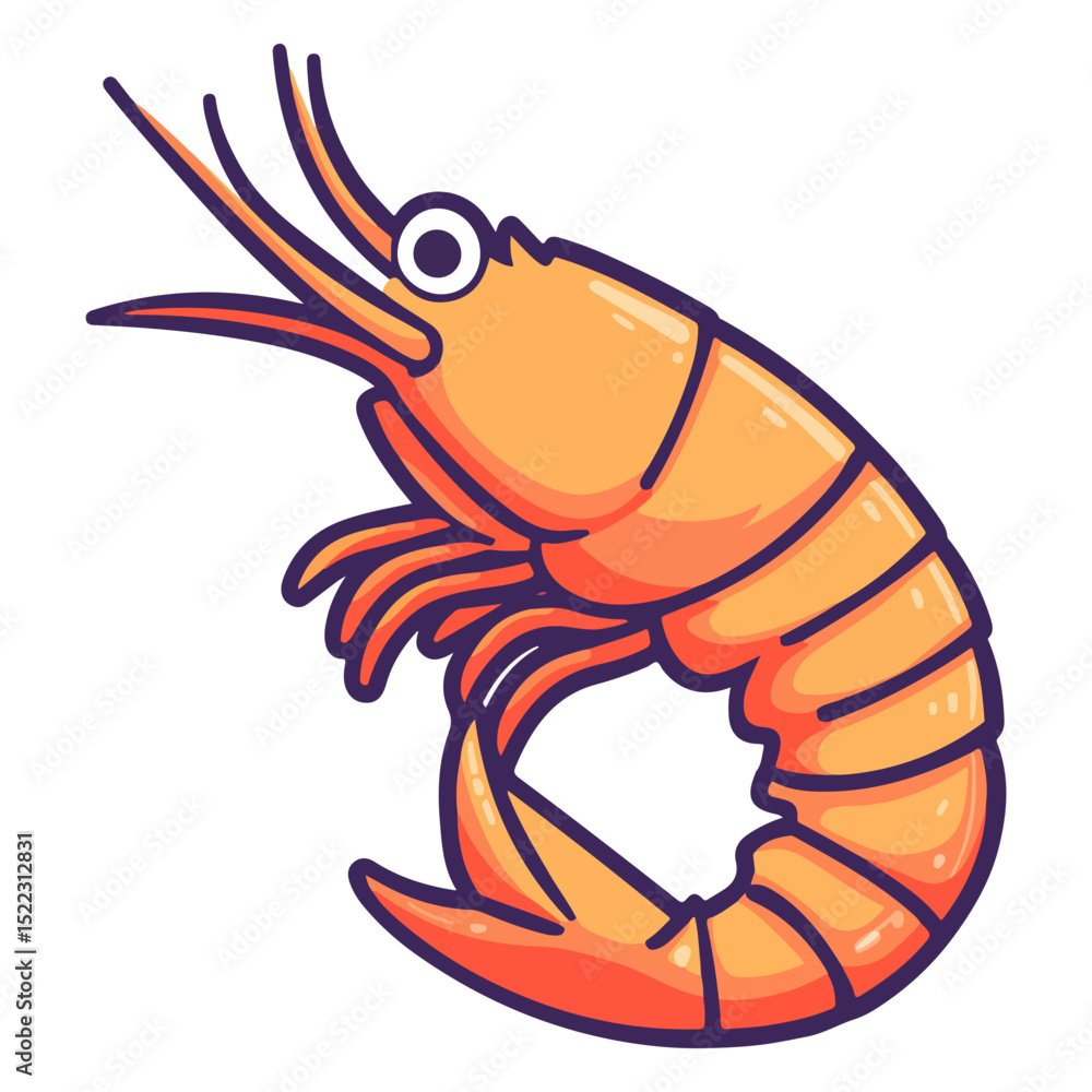 Obraz premium shrimp, underwater animal, vector, transparent background, animal, seafood, food, nature, icon, crustacean, cute, marine, shell, prawn