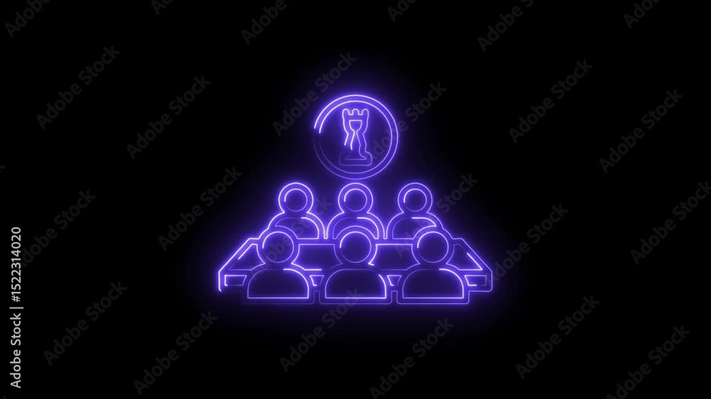 Strategic business leadership and team management with neon style on a black background Strategic business leadership and team management with neon style on a black background