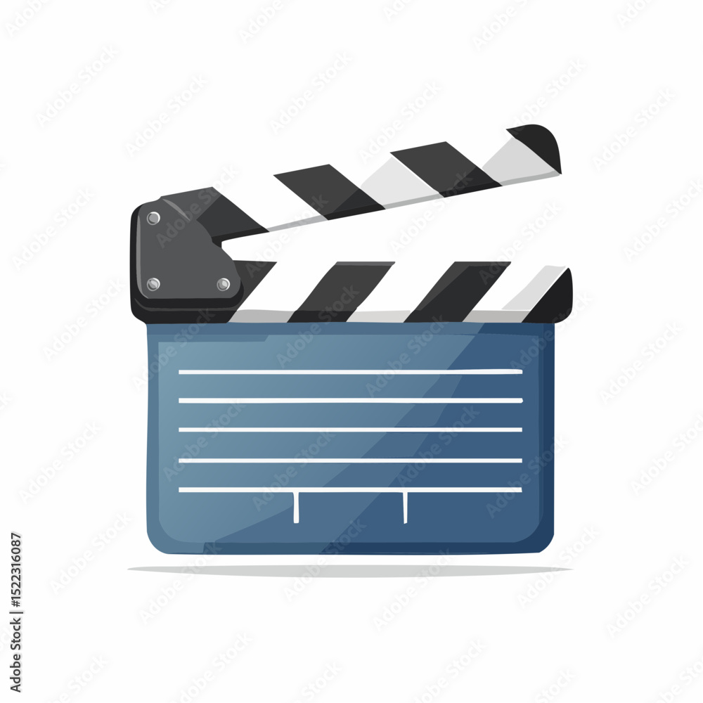 Obraz premium A vector illustration of a classic film clapperboard isolated on a white background, depicting the filmmaking and cinema industry