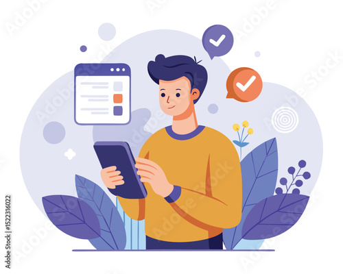 Man using tablet for online tasks and digital productivity