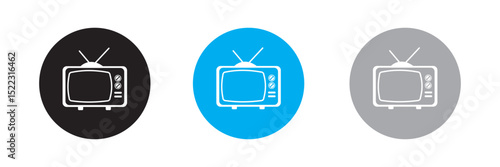 Television icon in thin line and Flat Design.