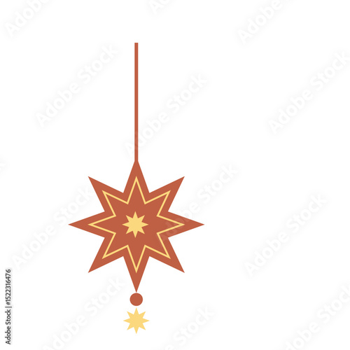 A minimalist star-shaped decoration in warm tones, ideal for Ramadan, representing light and festive celebration with a simple design.