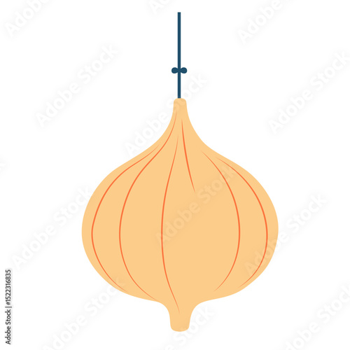 A minimalist illustration of an orange lantern, ideal for Ramadan decoration, representing light and festive celebration in a clean, traditional style.

