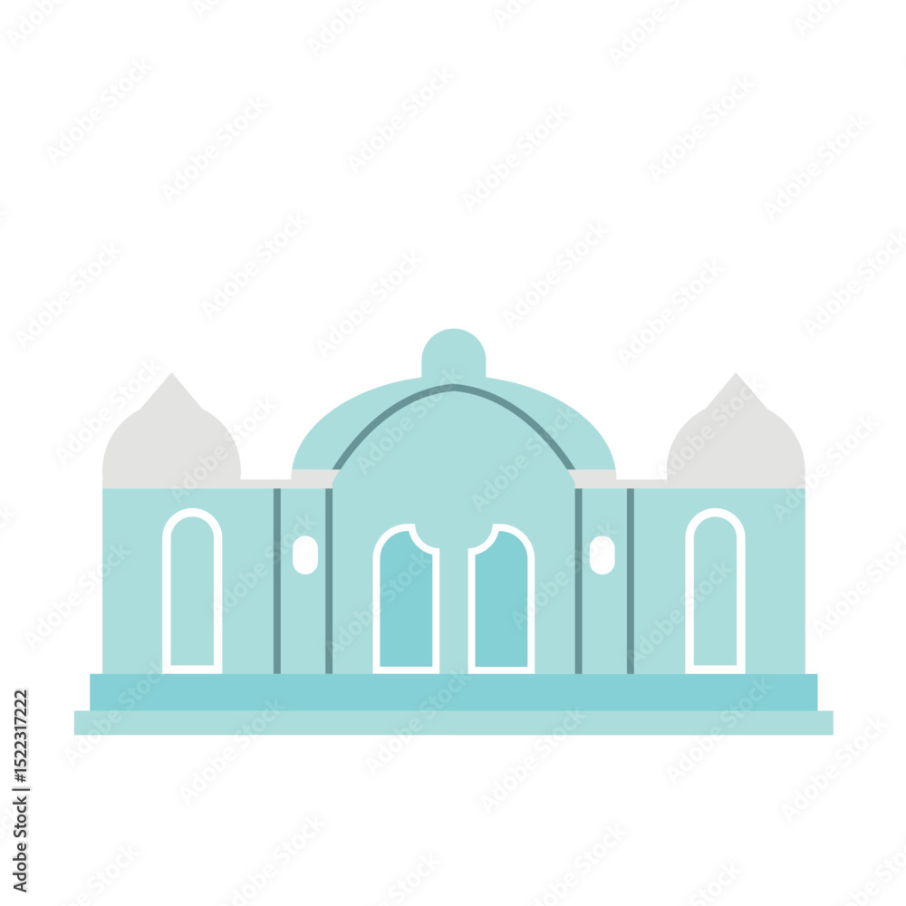 A blue mosque with a dome and crescent, symbolizing Islamic architecture. Simple and minimal design, perfect for religious and spiritual-themed projects. A blue mosque with a dome and crescent, symbolizing Islamic architecture. Simple and minimal design, perfect for religious and spiritual-themed projects.