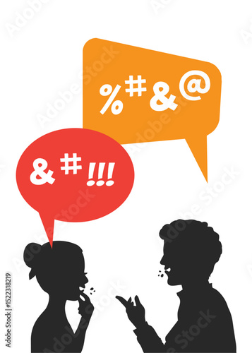 Silhouette of emotional couple stock illustration