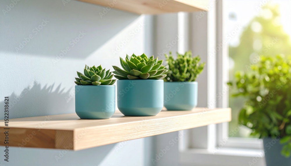 Fototapeta premium Succulents on a Sunny Shelf