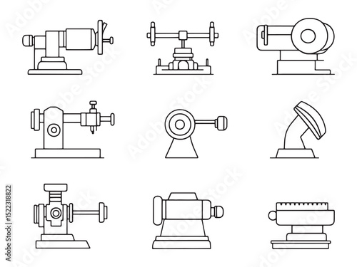 Vector Illustration of Classic Wood Lathe Machinery