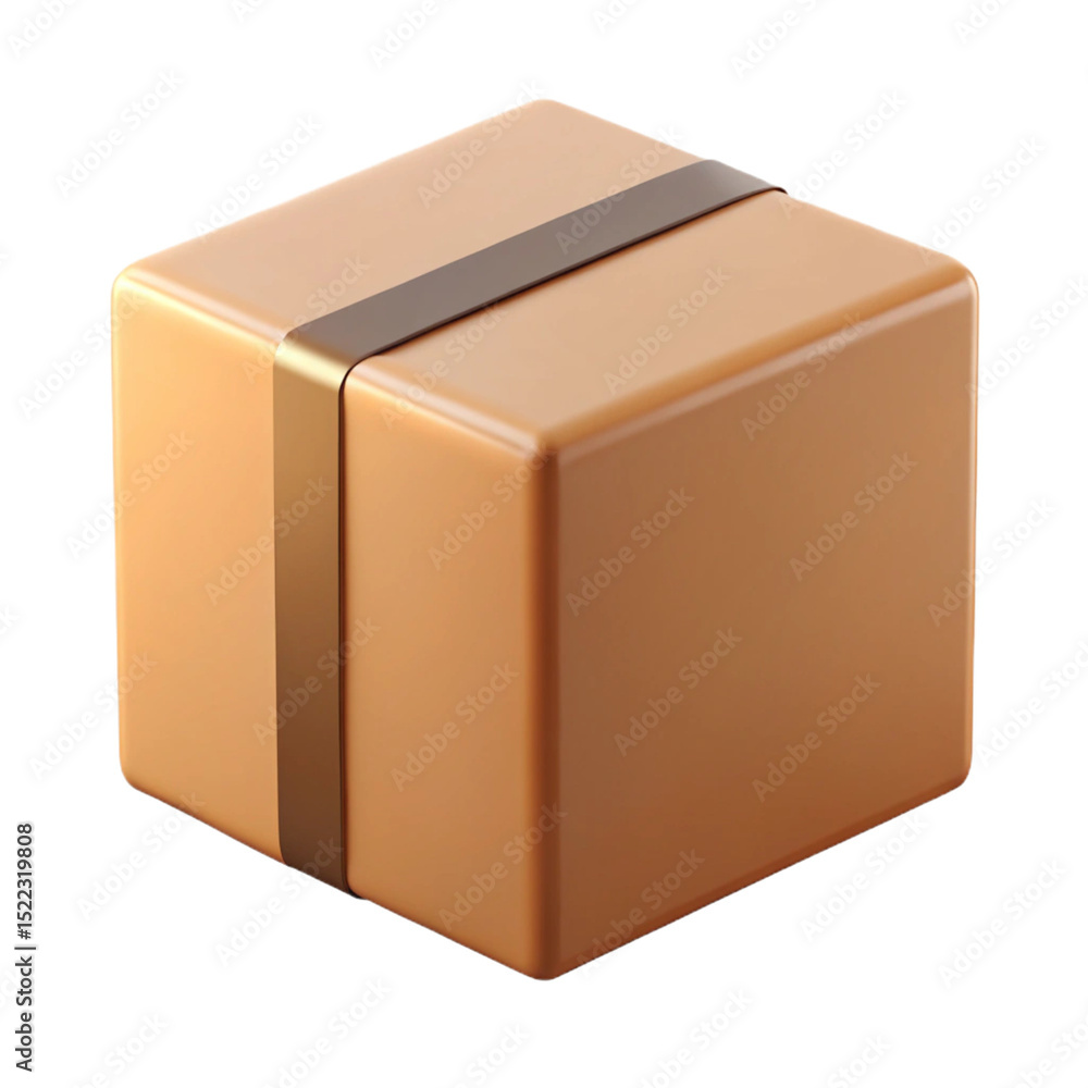 Fototapeta premium Photorealistic 3D Render of a Sealed Cardboard Box Packaging Design Element