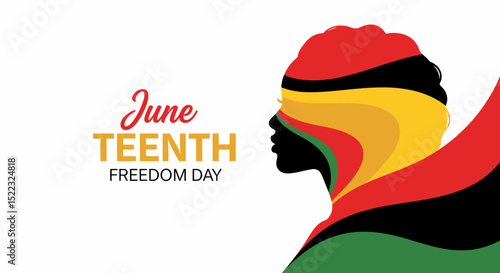 Juneteenth Celebration Silhouette Profile Vector Illustration: Freedom Day