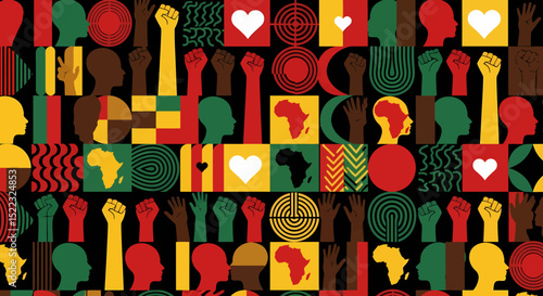 Black History Month Cultural Unity Colorful Illustrated Background Design