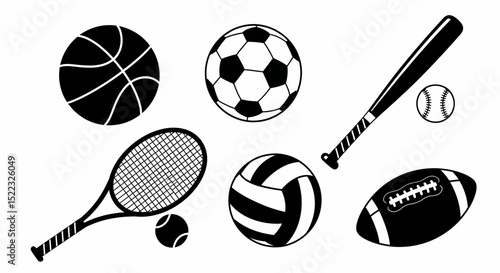 Sports Equipment Vector Illustration Set for Various Games and Activities