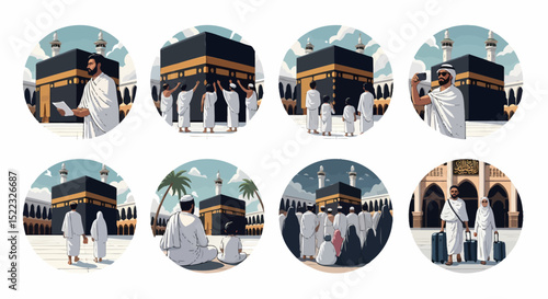 Kaaba and Muslim Pilgrims Hajj and Umrah Holy Journey