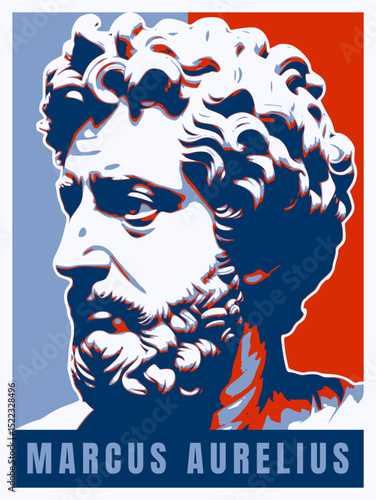 Marcus Aurelius Stoic Philosophy Hope Style Artwork. Famous Stoicism Philosopher.