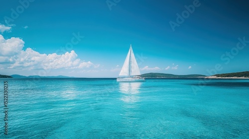 Sailing under a clear blue sky on tranquil waters in a coastal paradise