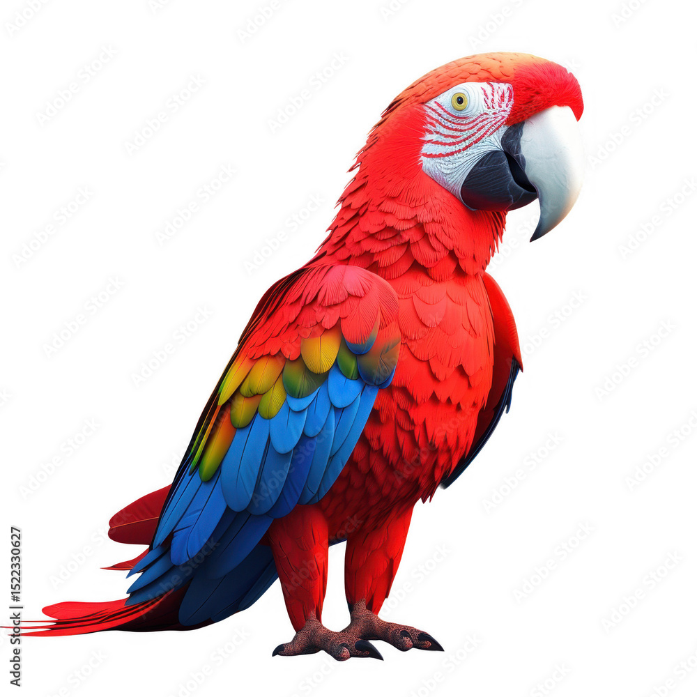 Fototapeta premium A vibrant macaw parrot on black background