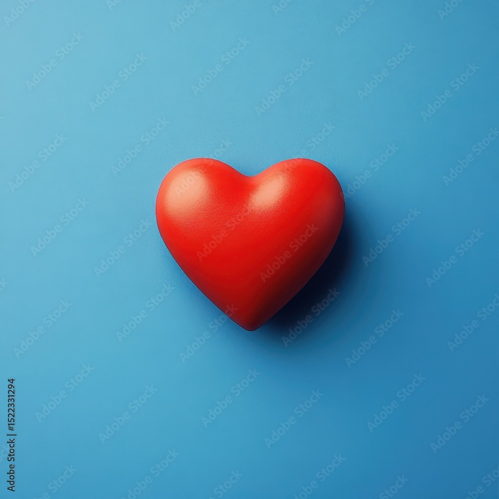 Single Red Heart on Blue Canvas: A Minimalist Expression of Love for Valentine's Day and Anniversaries Single Red Heart on Blue Canvas: A Minimalist Expression of Love for Valentine's Day and Anniversaries