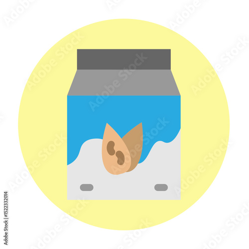 Almond Milk Carton Vector Flat Icon Design