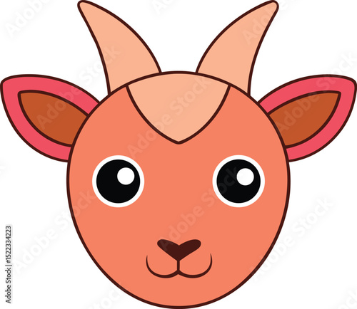 Adorable Cartoon Goat Vector Illustration of a Cute Goat Face