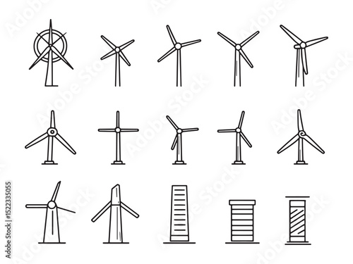 Wind Energy Flow Line Art Vector Illustration