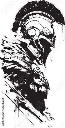 Spartan warrior mask weapons spear logo helmet in action Artwork vector editable for t-shirt design and multipurpose use in high definition format wallpaper sticker silhouette