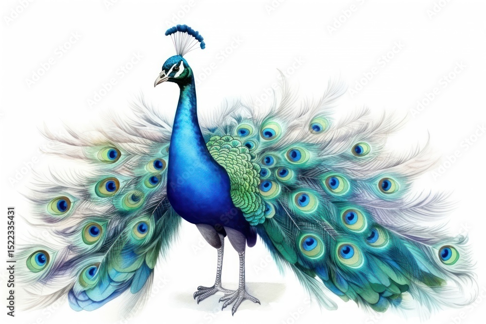 Fototapeta premium Peacock animal bird white background.