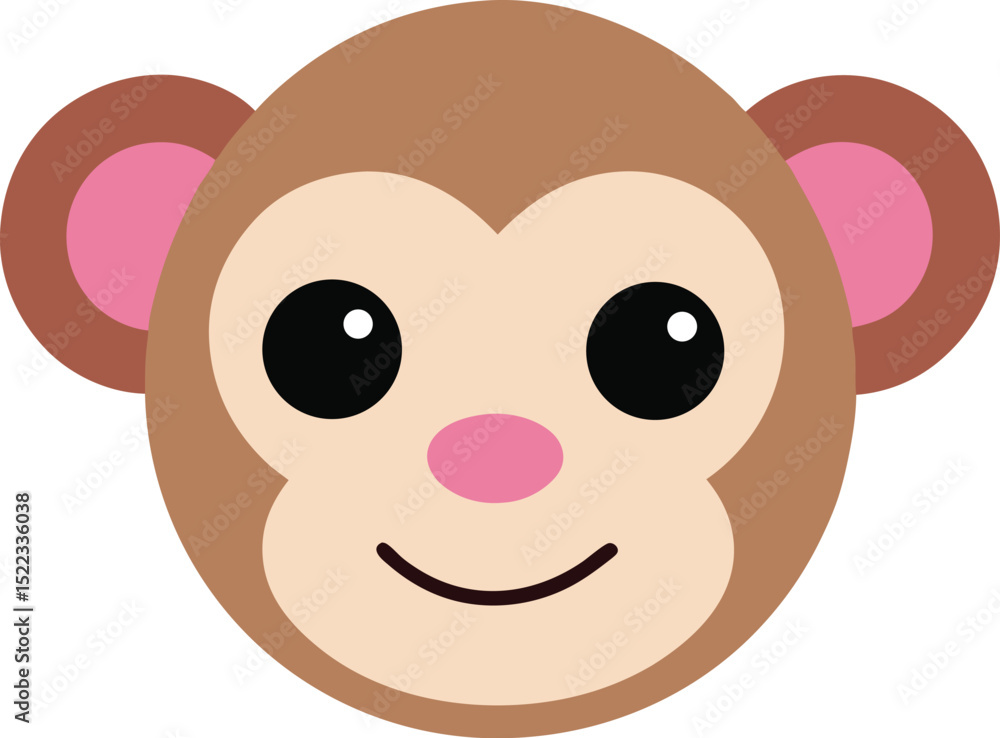 Adorable Cartoon Monkey Face Cute Primate Illustration Adorable Cartoon Monkey Face Cute Primate Illustration