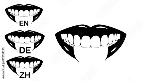 language symbol, black isolated silhouette
