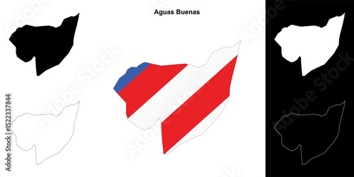 Aguas Buenas municipality blank outline map set