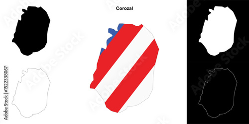 Corozal municipality blank outline map set
