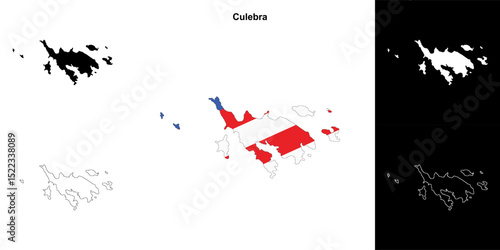 Culebra municipality blank outline map set