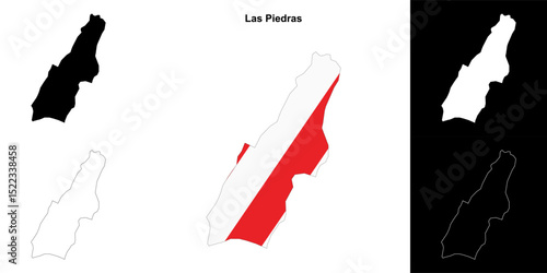 Las Piedras municipality blank outline map set