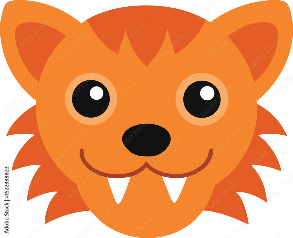 Adorable Cartoon Saber-Toothed Cat Face Illustration Adorable Cartoon Saber-Toothed Cat Face Illustration