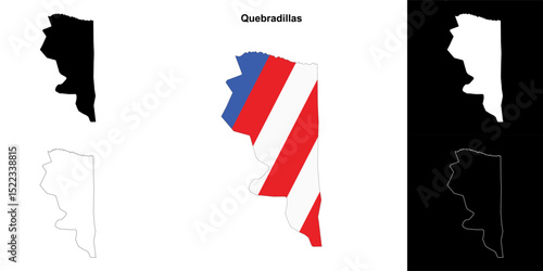 Quebradillas municipality blank outline map set