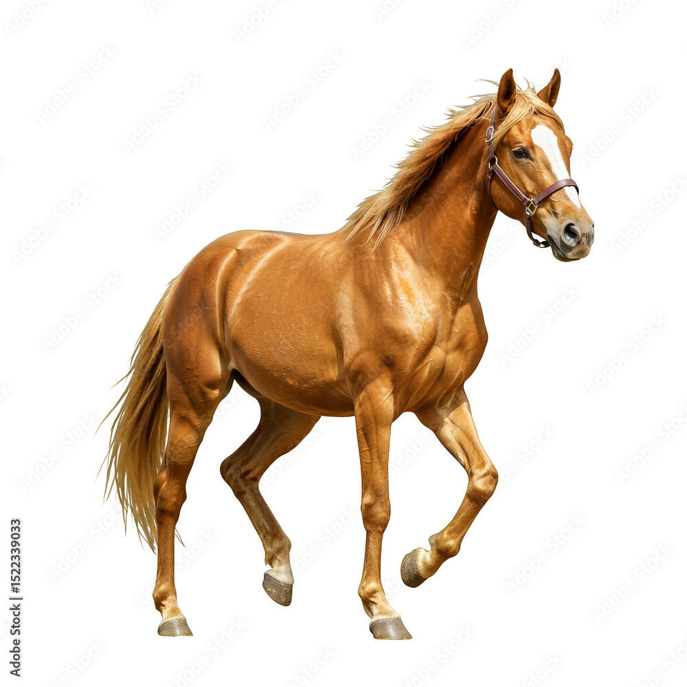 Obraz premium Isolated Running Brown Horse Animal Stallion with Transparent Background