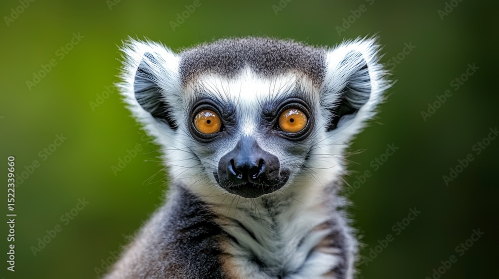 Obraz premium Lemur has a menu blank at its neck with a 4th of July flag background. A primate displays an empty space on its throat against a patriotic backdrop.