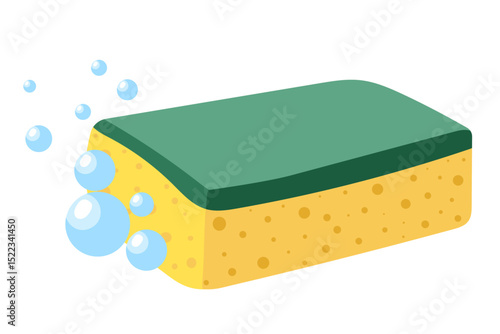 Dish Washing Scrub Sponge. Vector illustration