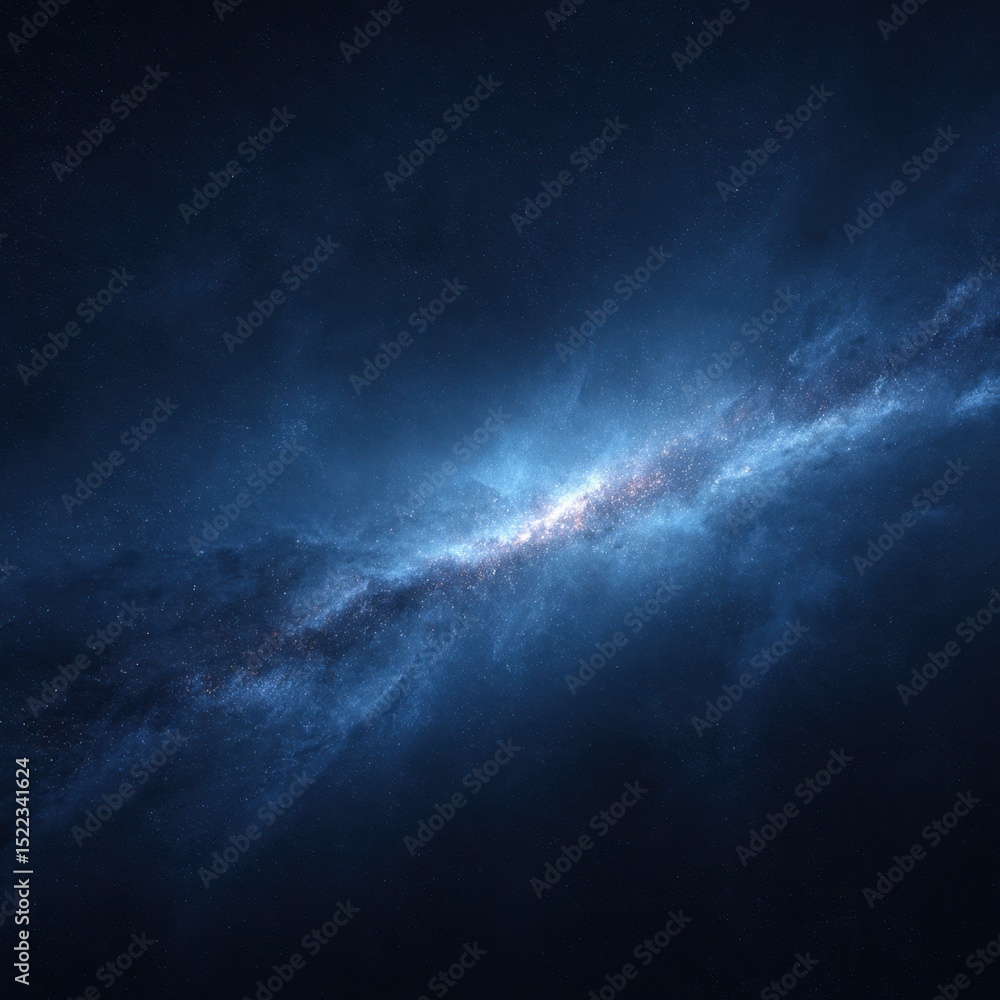 Fototapeta premium Bright stars illuminating a majestic blue galaxy in the universe.