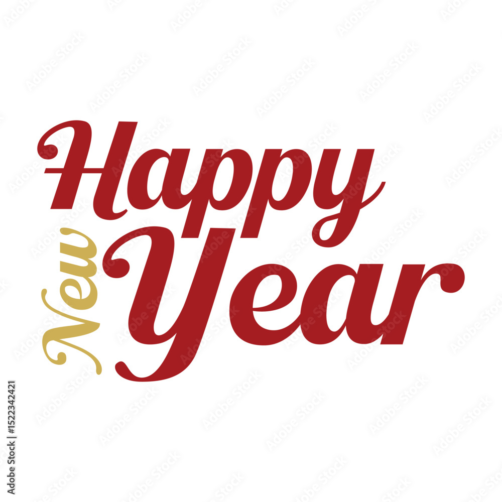 Happy New Year Typography – Festive Holiday Greeting Design on Black Background Happy New Year Typography – Festive Holiday Greeting Design on Black Background